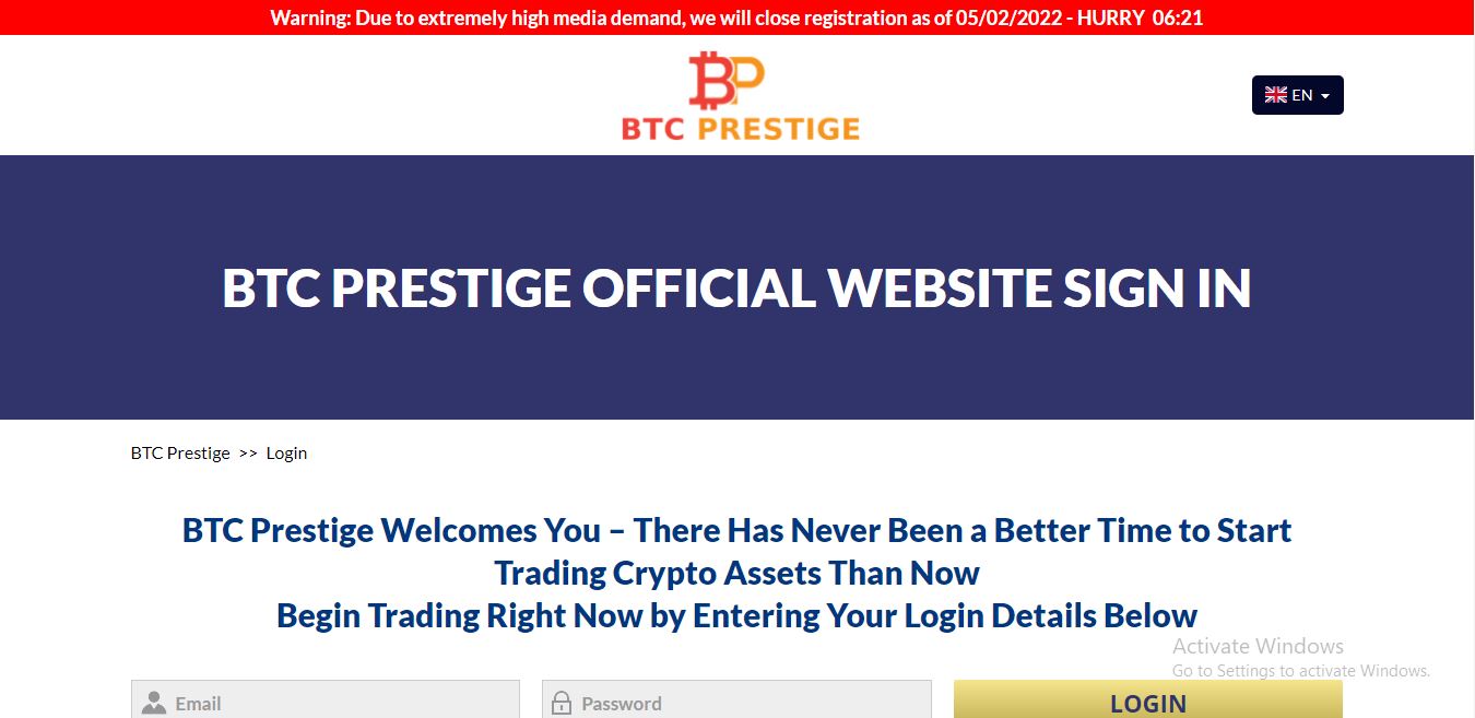 Bitcoin Prestige Login