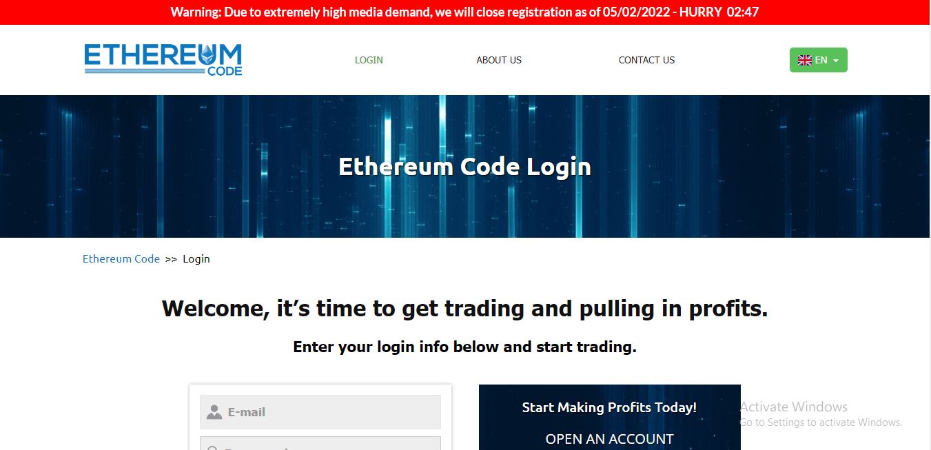 Ethereum Code Login