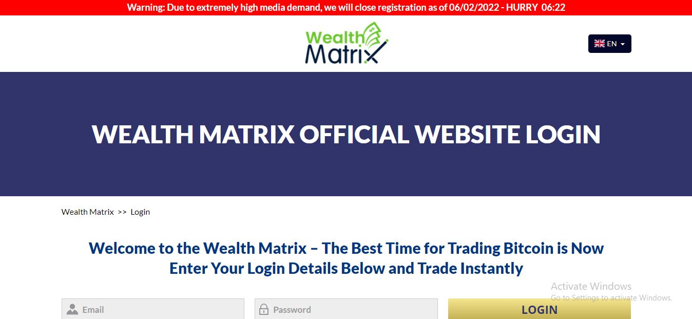 Wealth Matrix Login&nbsp;